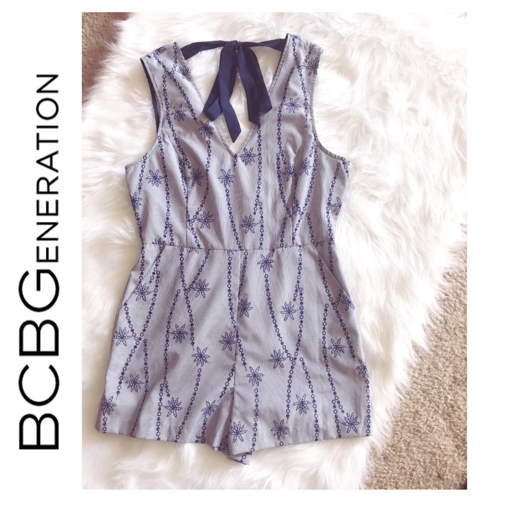 BCBGeneration Striped Romper